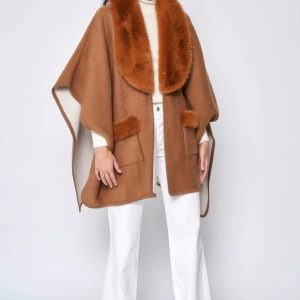 Faux Fur Collar Kimono - Image 1