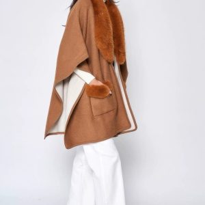 Faux Fur Collar Kimono - Image 2