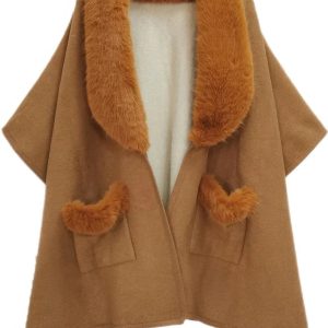 Faux Fur Collar Kimono - Image 4