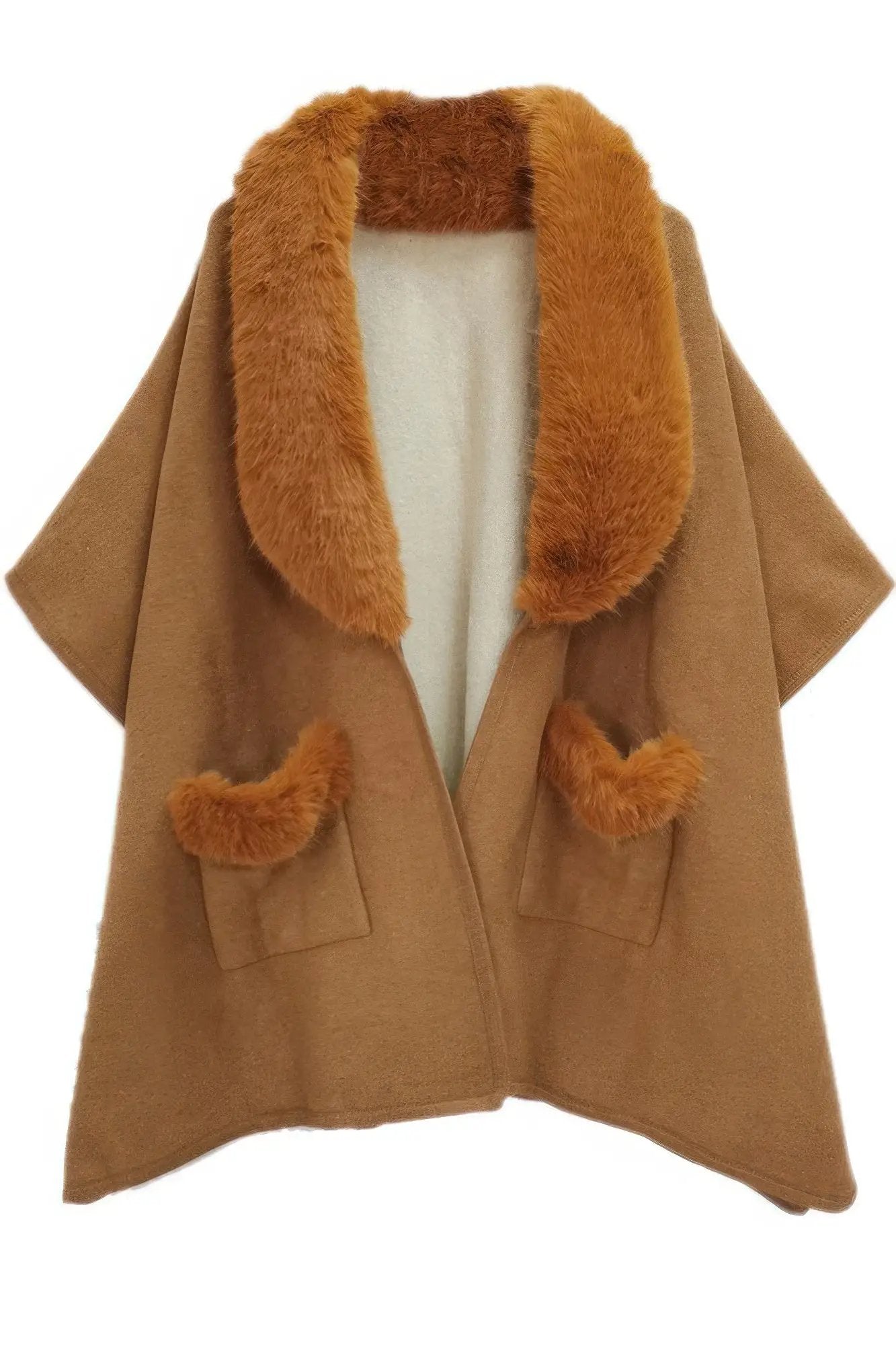 Faux Fur Collar Kimono - Image 4