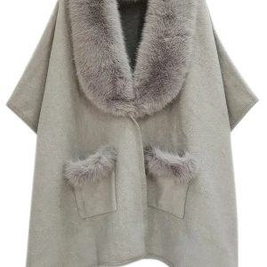 Faux Fur Collar Kimono - Image 5