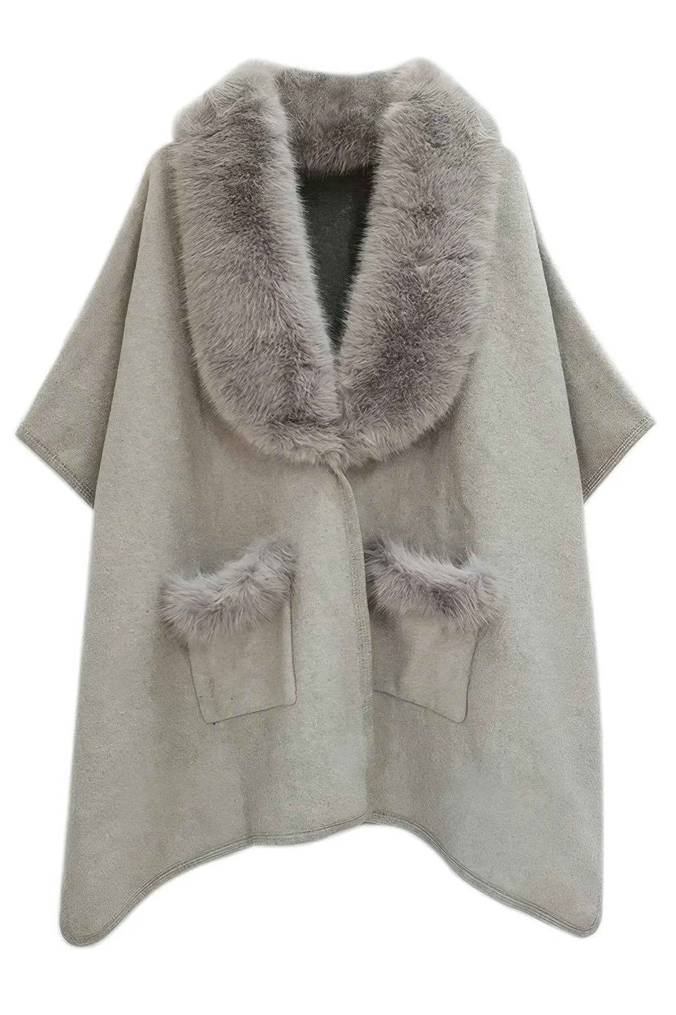 Faux Fur Collar Kimono - Image 5