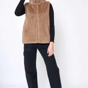 Solid Faux Fur Vest - Image 1
