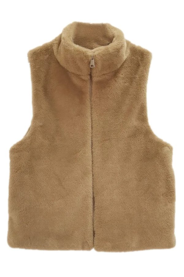 Solid Faux Fur Vest