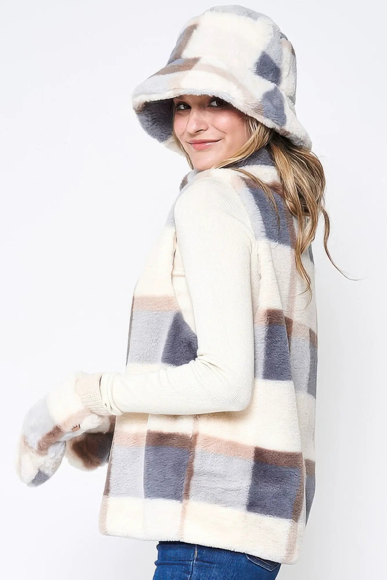 Plaid Faux Fur Vest - Image 2