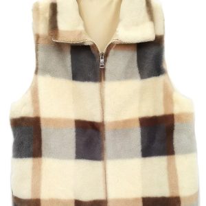 Plaid Faux Fur Vest - Image 3