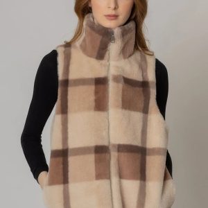 Plaid Faux Fur Vest - Image 6