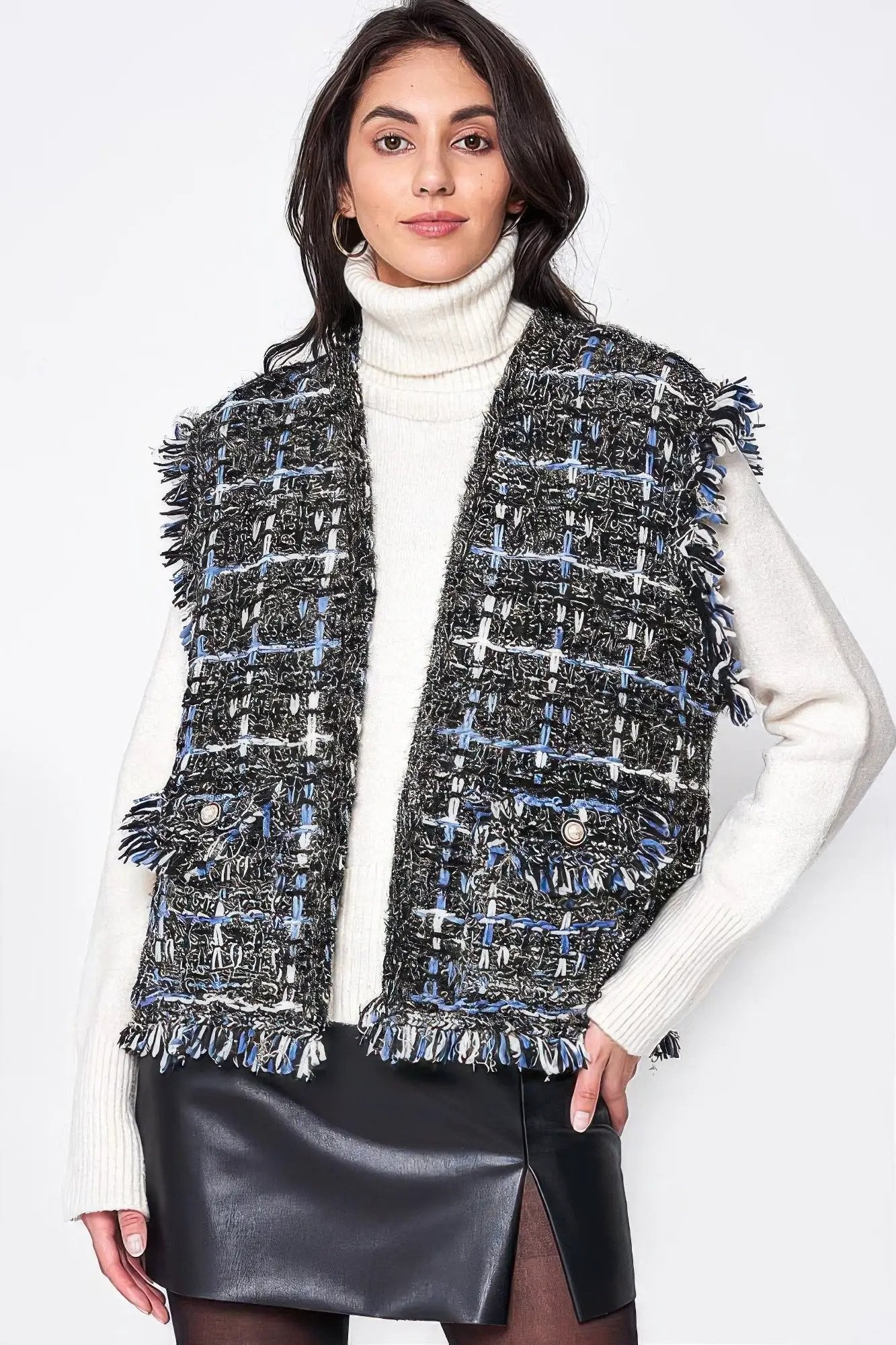 Plaid Tweed Vest - Image 1