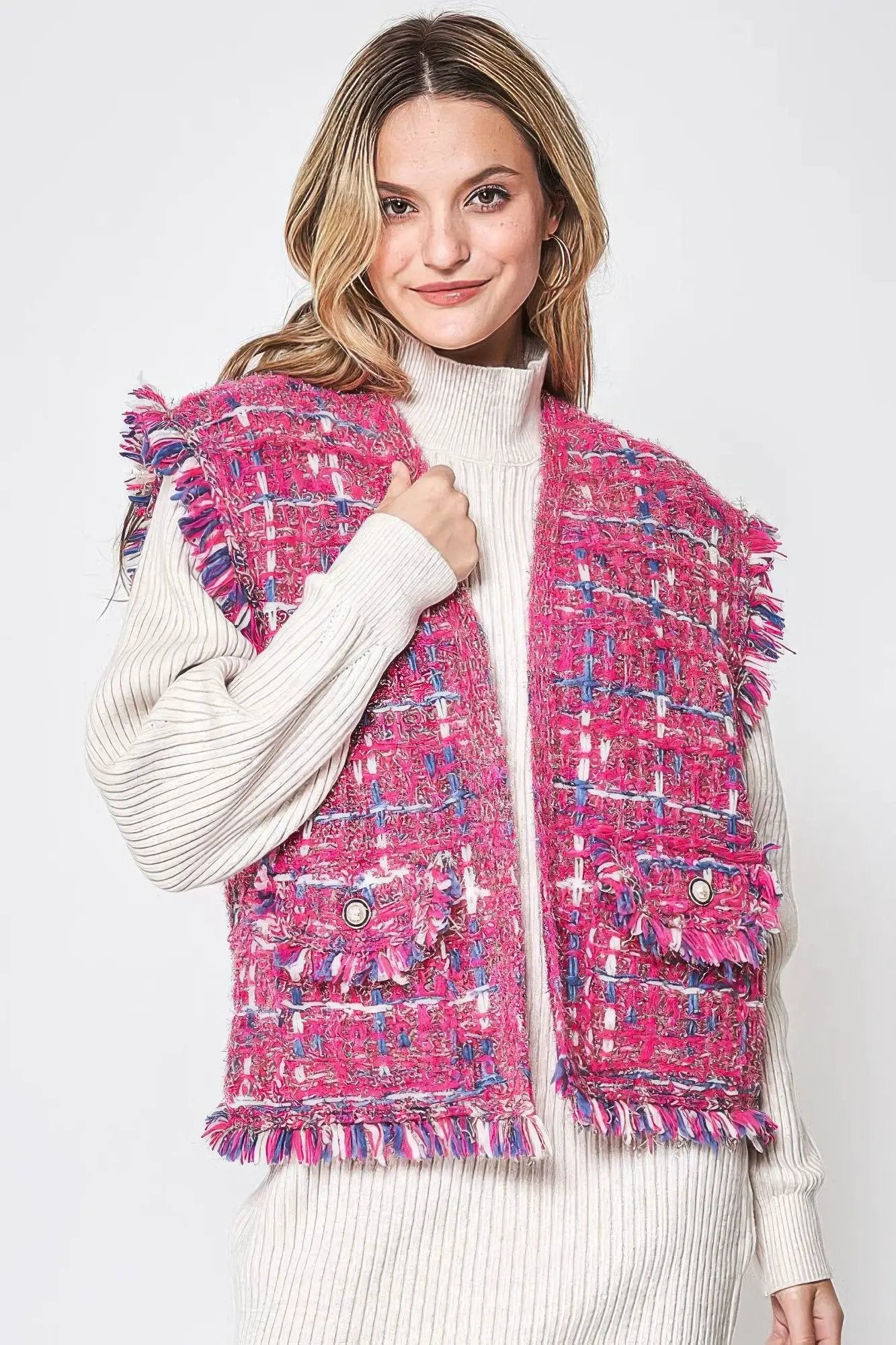 Plaid Tweed Vest - Image 11