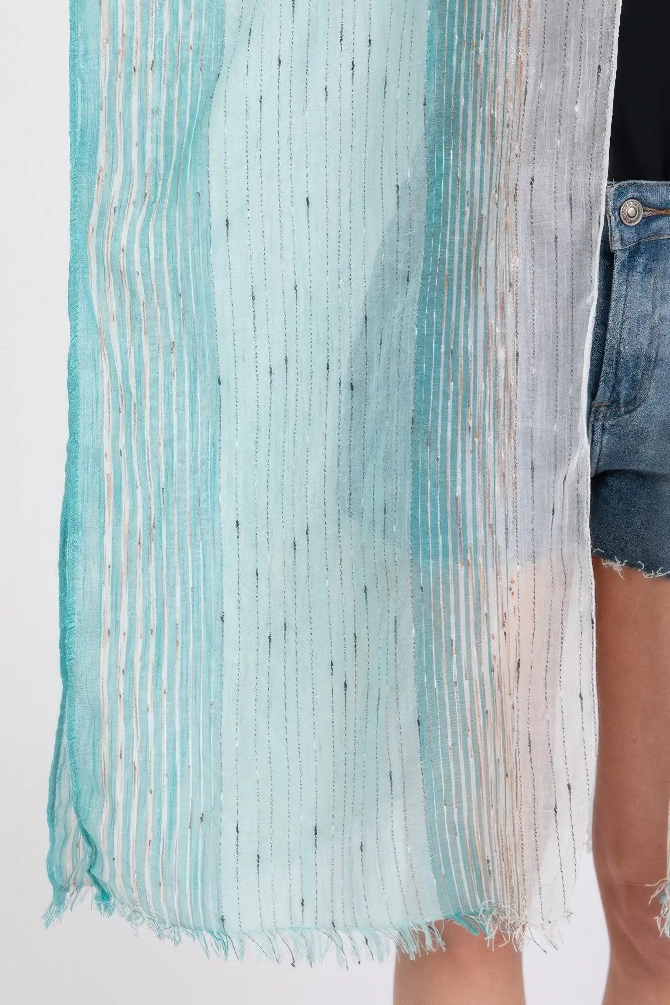 Striped Two Tone Cover Up Kimono - Image 4