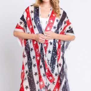 Stripe And Star American Flag Kimono - Image 1