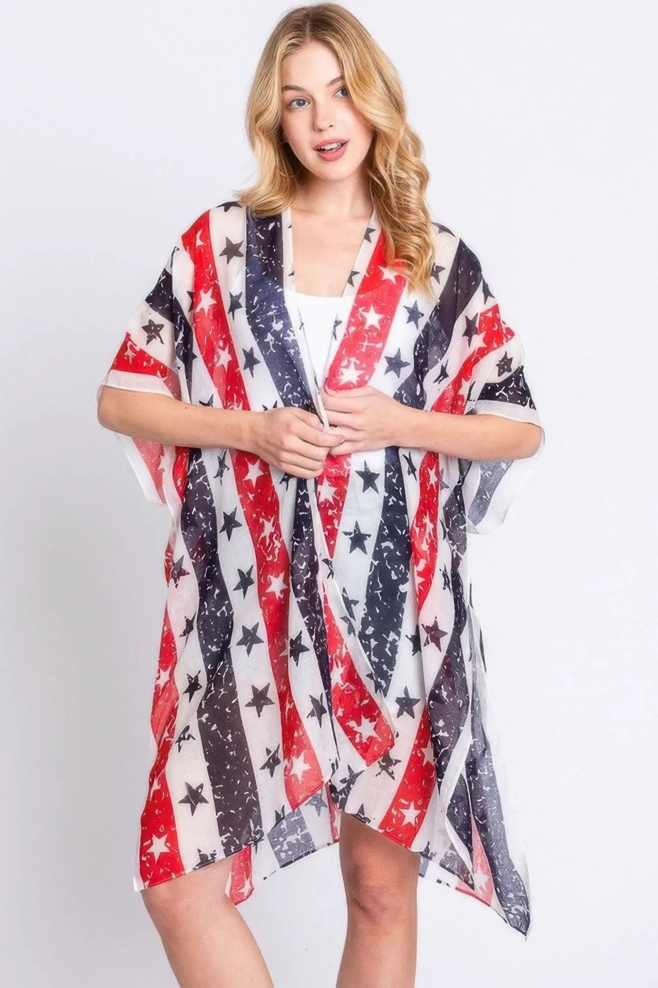 Stripe And Star American Flag Kimono - Image 1