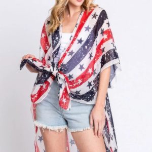 Stripe And Star American Flag Kimono - Image 2