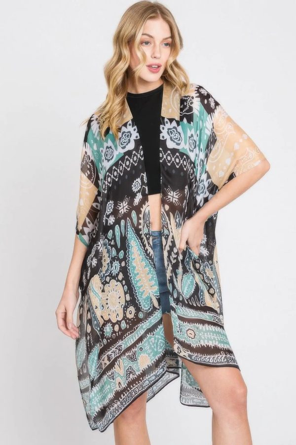 Geometric Boho Print Kimono