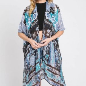 Geometric Boho Print Kimono - Image 3