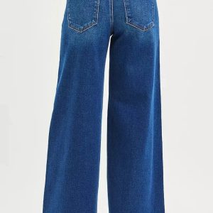 RISEN Full Size Mid Rise Wide Side Pintuck Jeans with Front Drawstring Plus Size - Image 5