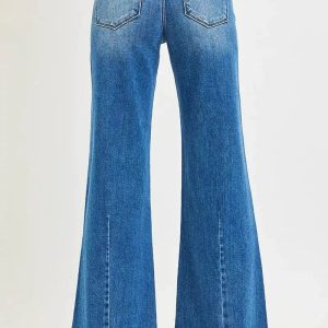 RISEN Full Size Mid Rise Wide Leg Jeans with Flared Look Plus Size - Image 5