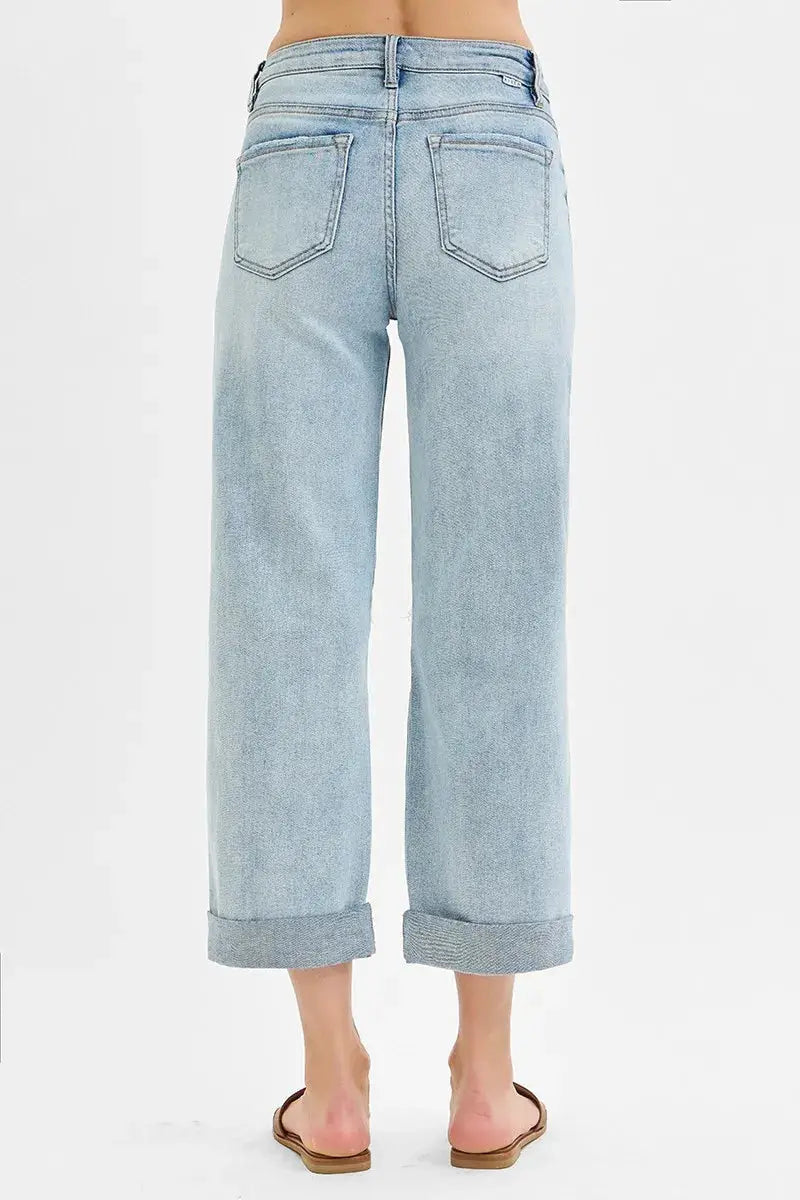RISEN Full Size Mid Rise Fit Boyfriend Jeans with Cuff Plus Size - Image 5