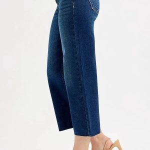RISEN Full Size Tummy Control High Rise Crop Wide Jeans Plus Size - Image 4