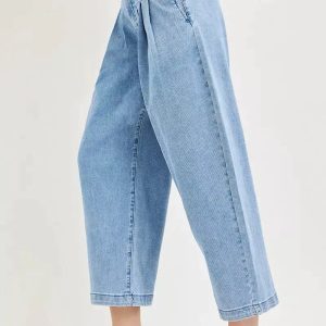 RISEN Slouchy Crop Barrel Pleated Jeans - Image 4