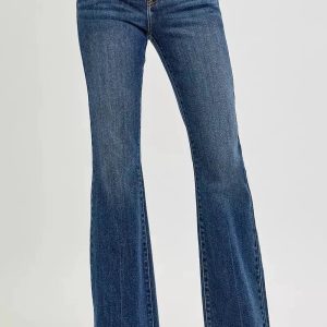 RISEN Full Size Mid Rise Flare Frayed Hem Jeans Plus Size - Image 2