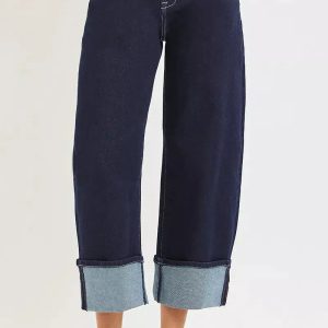 RISEN Slouchy Crop Barrel Cuffed Hem Jeans - Image 4