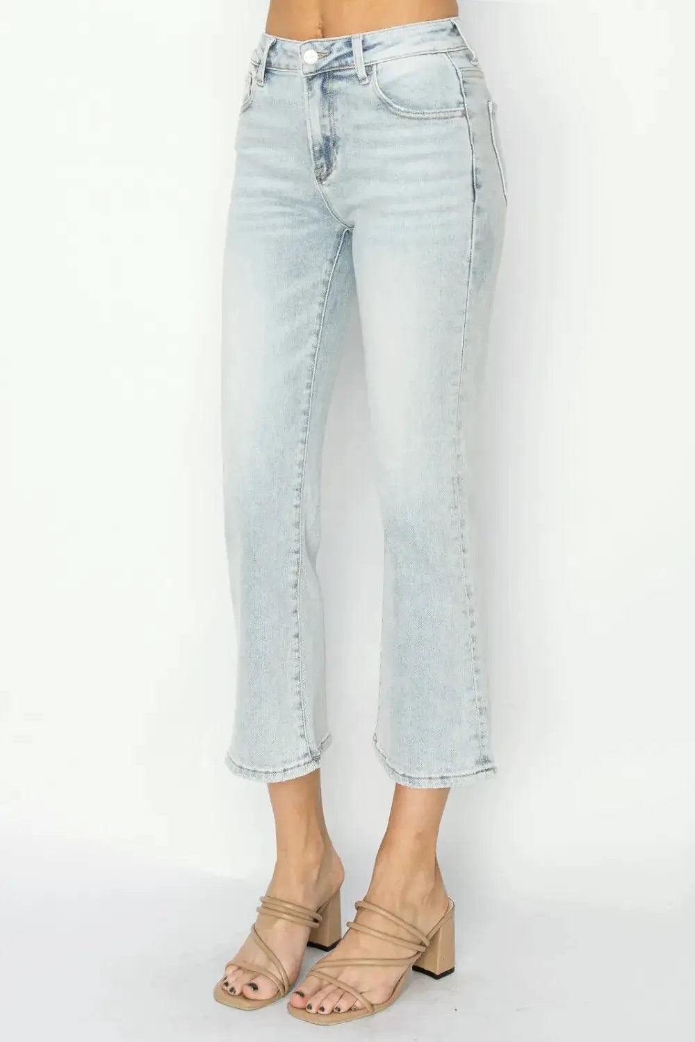 RISEN Full Size Mid Rise Cropped Flare Jeans - Image 4