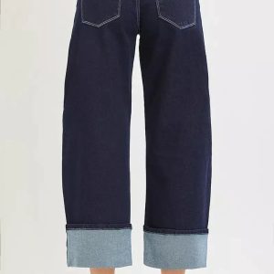 RISEN Slouchy Crop Barrel Cuffed Hem Jeans - Image 3