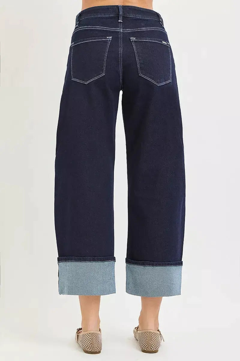 RISEN Slouchy Crop Barrel Cuffed Hem Jeans - Image 3