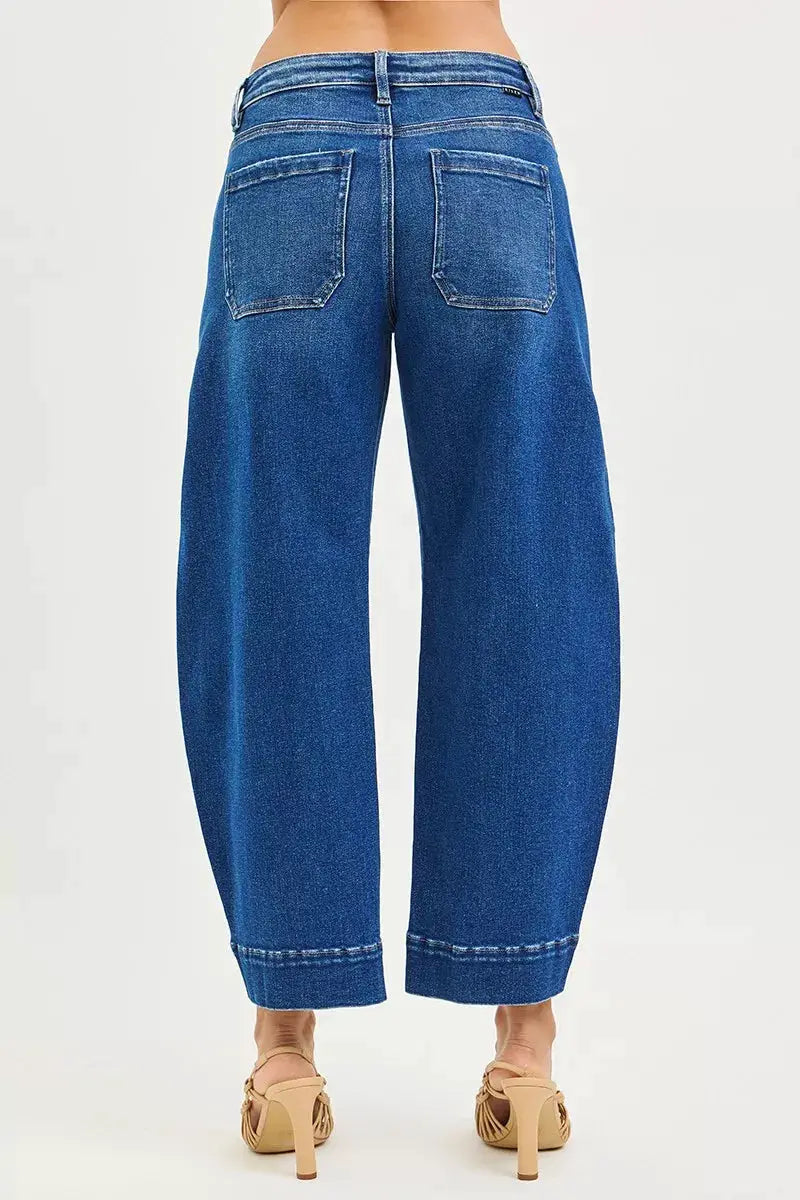 RISEN Mid Rise Crop Barrel Jeans - Image 4