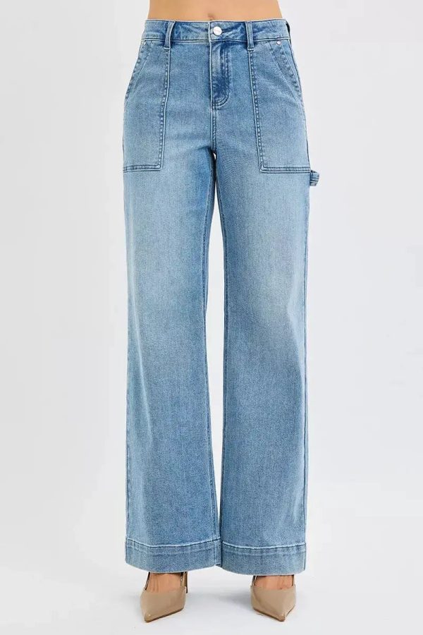RISEN Full Size High Rise Straight Leg Jeans with Front Pockets Plus Size