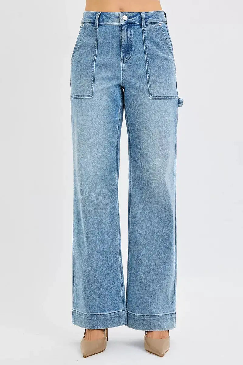 RISEN Full Size High Rise Straight Leg Jeans with Front Pockets Plus Size - Image 3