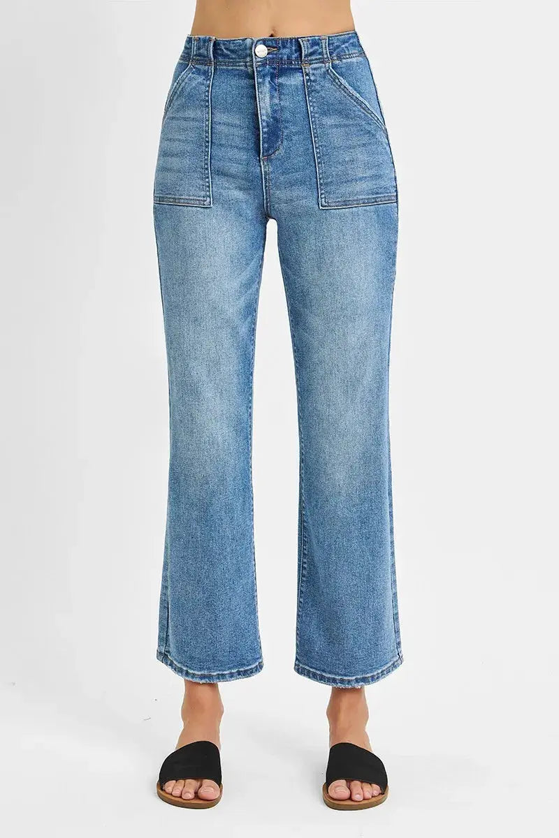 RISEN Full Size High Waisted Bootcut Cropped Jeans Plus Size - Image 3