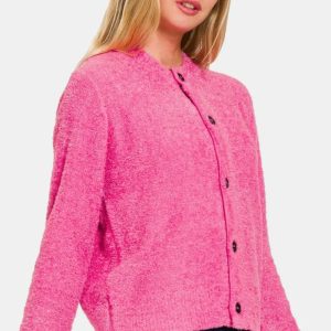 Zenana Button Down Long Sleeve Sweater Cardigan - Image 1