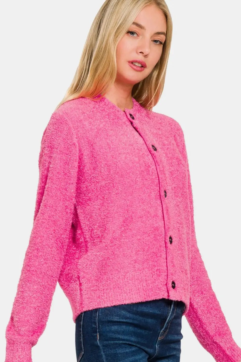 Zenana Button Down Long Sleeve Sweater Cardigan - Image 1