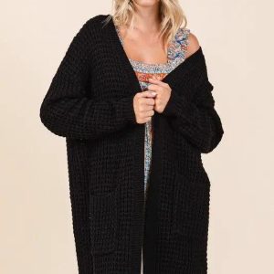 Mittoshop Open Front Long Sleeve Longline Cardigan - Image 1