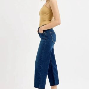 RISEN Full Size Tummy Control High Rise Crop Wide Jeans Plus Size - Image 7