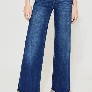 RISEN Full Size Tummy Control High Rise Wide Leg Cuffed Jeans Plus Size - Image 1