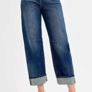 RISEN Slouchy Crop Barrel Cuffed Jeans - Image 1