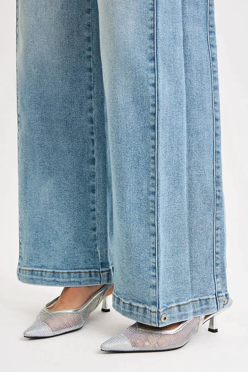 RISEN Mid Rise Wide Barrel Transferable Leg Snap Jeans - Image 11