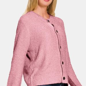 Zenana Button Down Long Sleeve Sweater Cardigan - Image 3