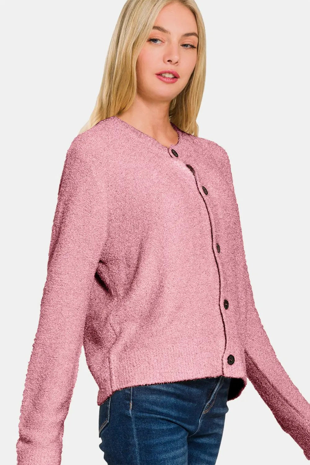 Zenana Button Down Long Sleeve Sweater Cardigan - Image 3