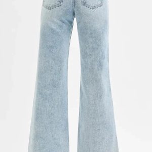 RISEN Full Size Tummy Control Low Rise Wide Leg Raw Cut Hem Jeans Plus Size - Image 5
