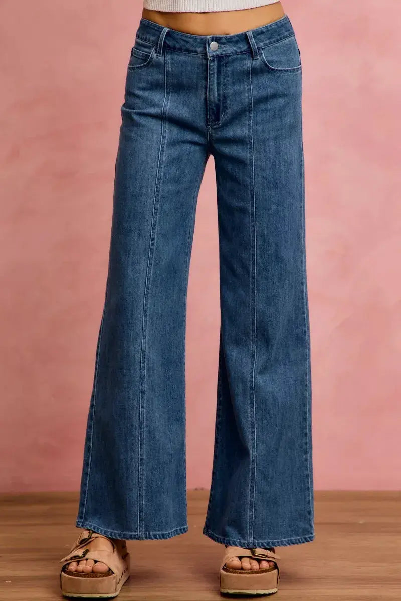 SO ME Seam Detail Mid Rise Stretch Denim Jeans - Image 1
