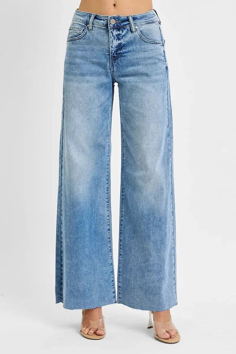 RISEN Full Size Tummy Control High Rise Ankle Palazzo Jeans Plus Size - Image 1