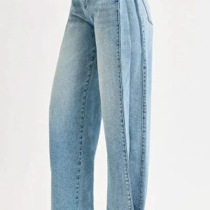 RISEN Mid Rise Wide Barrel Transferable Leg Snap Jeans - Image 5