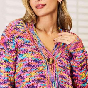 Woven Right V-Neck Long Sleeve Cardigan - Image 12