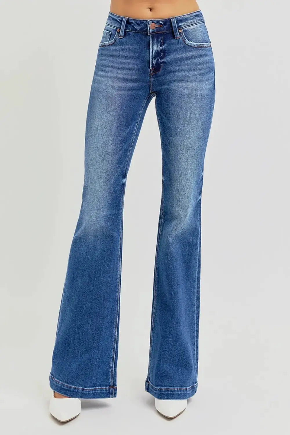 RISEN Full Size Low Rise Flare Jeans with Pockets - Image 5
