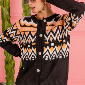 BiBi Ethnic Pattern Button Up Knit Cardigan - Image 2