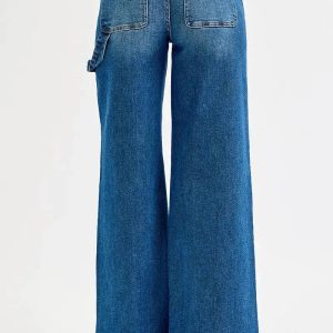 RISEN Full Size High Rise Wide Leg Patch Detailed Jeans Plus Size - Image 5